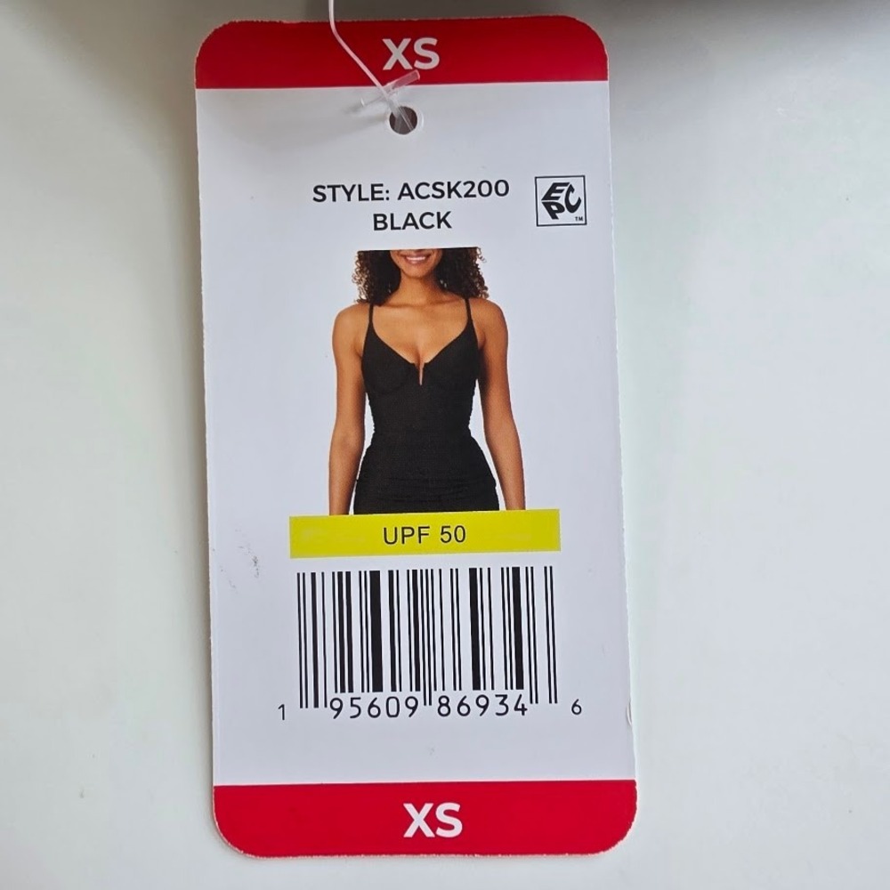 Anne Cole Tankini Top Women XS Black Underwire Ruched UPF 50 ACSK200 Swimwear